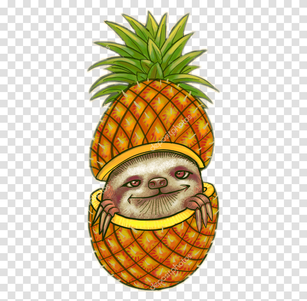 Tropical Cute Fofo Abacaxi Pineapple Sloth, Plant, Fruit, Food, Person Transparent Png
