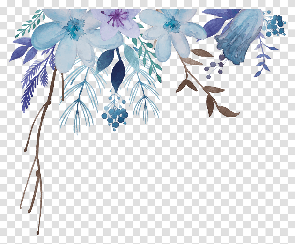 Tropical Flower Clipart Blue Watercolor Flowers Background, Plant, Geranium, Floral Design, Pattern Transparent Png