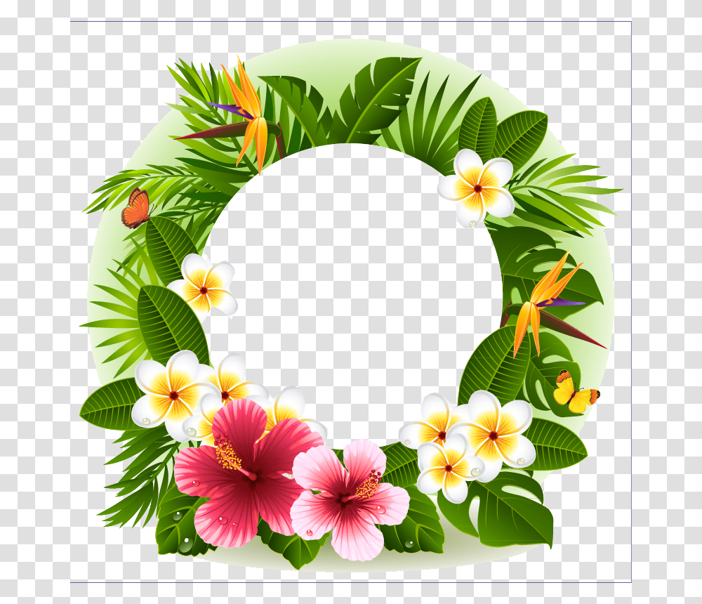 Tropical Flower Decorative Borders, Floral Design, Pattern Transparent Png
