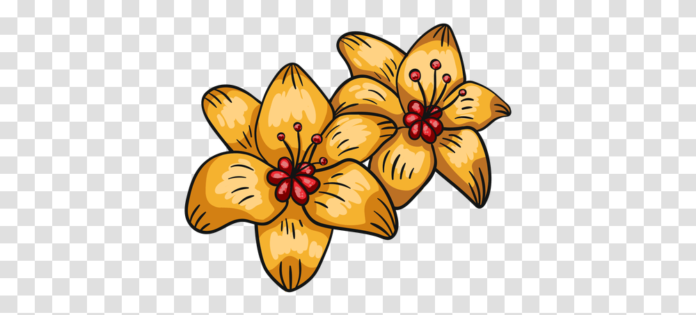 Tropical Flower Yellow Lily & Svg Lirio De Arreglo De Hojas De Flores Tropicales, Plant, Blossom, Anther, Petal Transparent Png