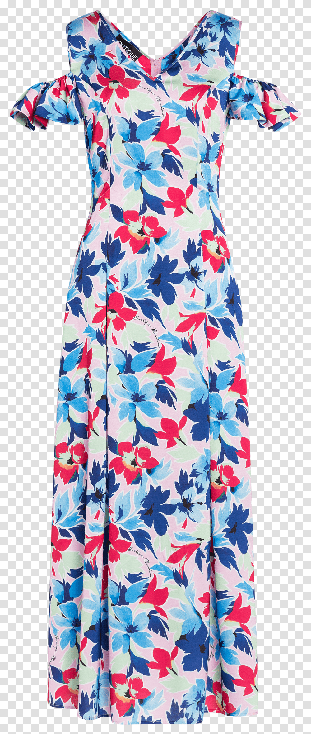 Tropical Flowers Satin Marocain Long Dress Flower Transparent Png