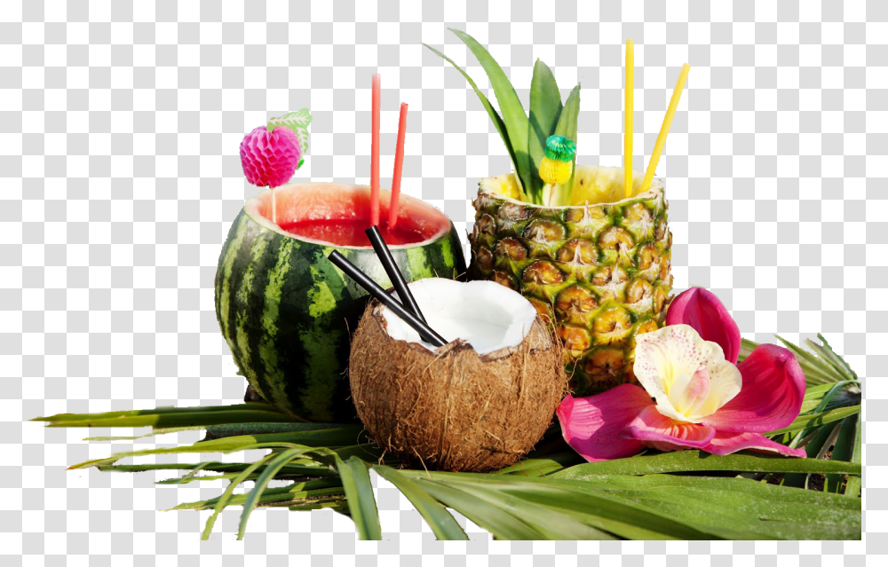 Tropical Fruit Drinks Tropical Fruits Background, Plant, Food, Pineapple, Watermelon Transparent Png