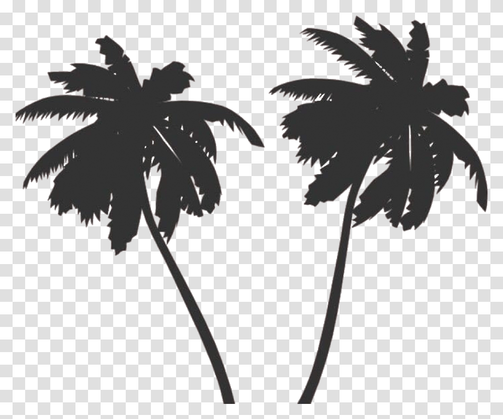 Tropical Island Clipart Black And White Palm Tree Vector, Leaf, Plant, Maple Leaf, Flower Transparent Png