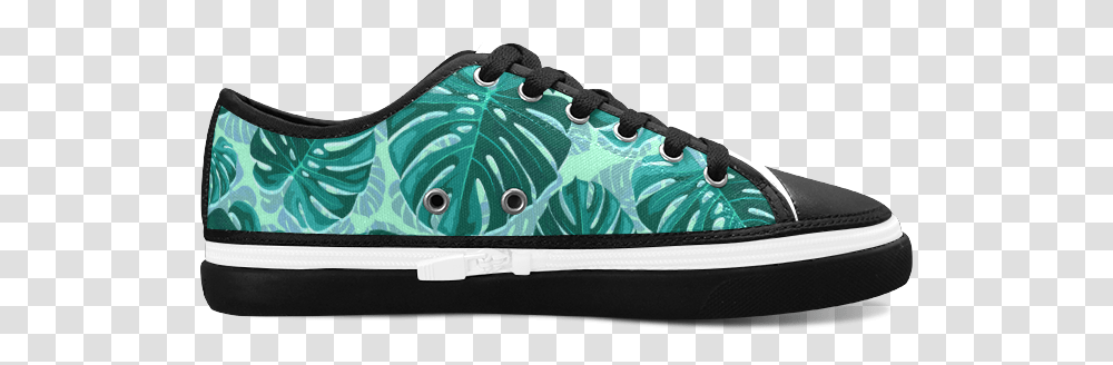 Tropical Leaf Monstera Plant Pattern Women's Canvas Shoes With Leaf Design, Apparel, Footwear, Running Shoe Transparent Png