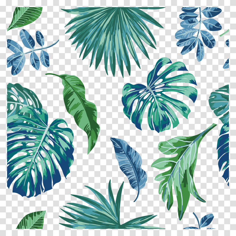 Tropical Leaves Illustration Free, Vegetation, Plant, Green, Rainforest Transparent Png