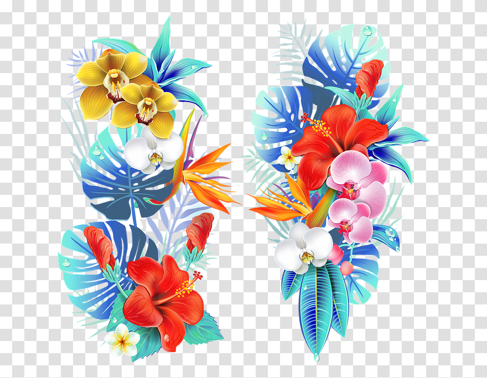 Tropical Medellin Flowers Fair Of Tropical Flower Vector, Graphics, Art, Floral Design, Pattern Transparent Png