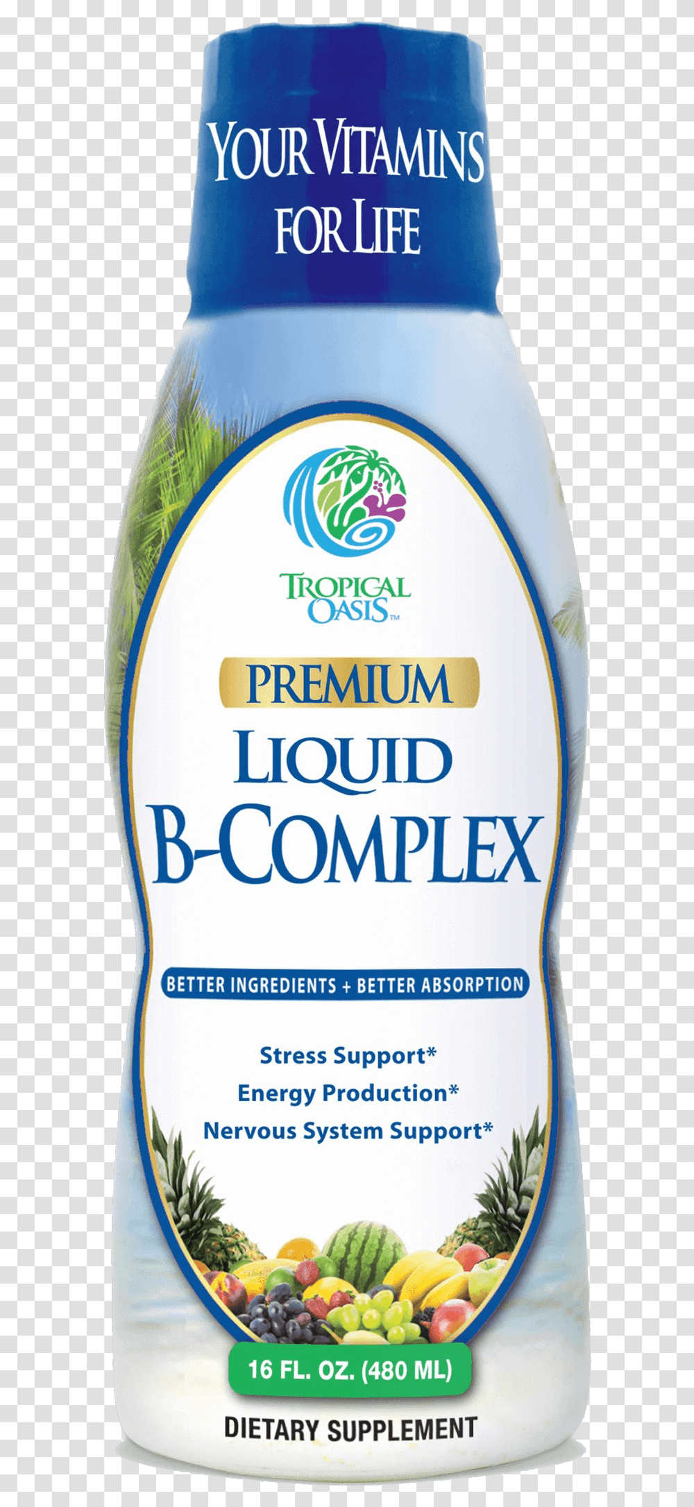 Tropical Oasis Premium Liquid B Complex Liquid Vitamins For Adults, Bottle, Beer, Alcohol, Beverage Transparent Png