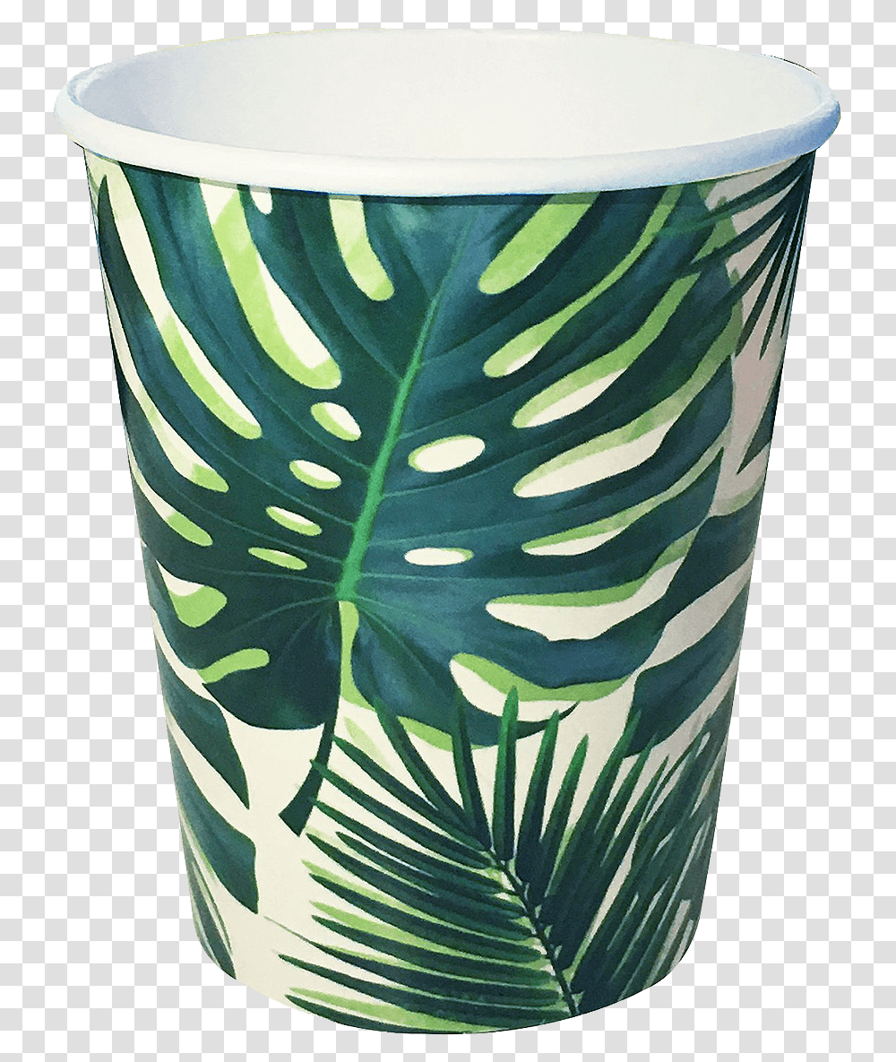 Tropical Palm Leaf Paper Cups Gobelets Tropical, Coffee Cup, Plant, Rug, Jar Transparent Png