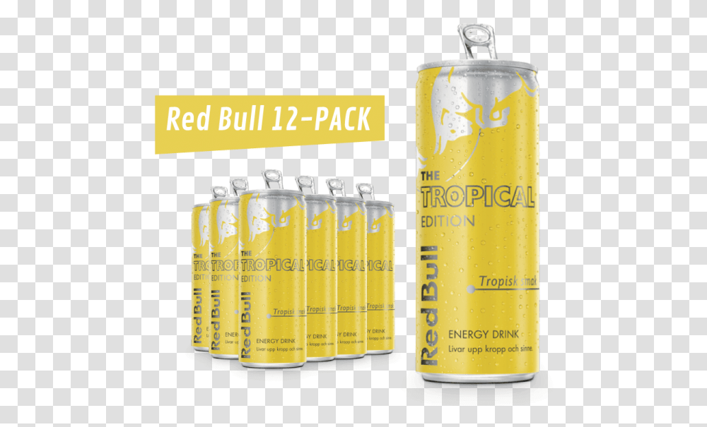 Tropical Red Bull Red Bull Tropical, Cylinder, Label, Text Transparent Png