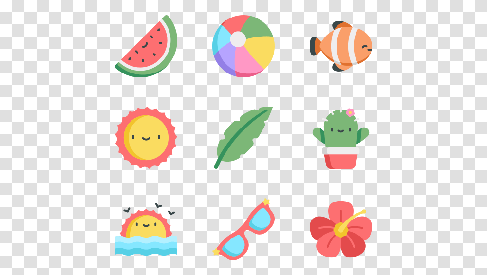Tropical Summer Icons, Plant, Toy, Food, Poster Transparent Png