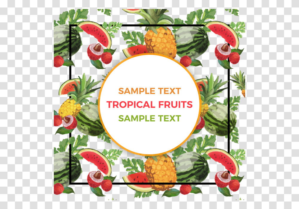 Tropical Watercolor Fruits Background Pattern Badge Strawberry, Plant, Vegetation Transparent Png