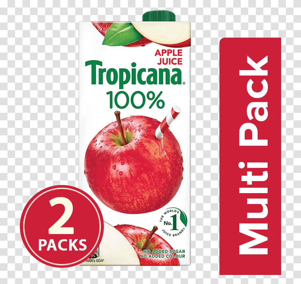 Tropicana 100 Apple Juice 2x1 L Multipack Dairy Milk Silk Pack, Fruit, Plant, Food, Poster Transparent Png