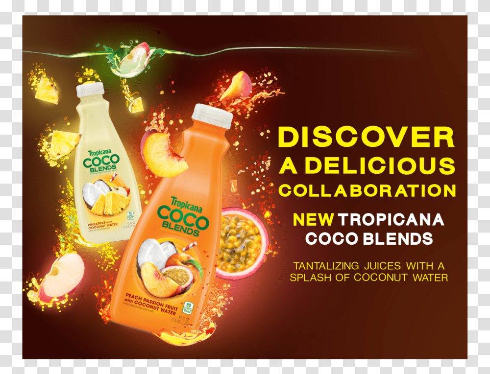 Tropicana Coco Blends Concept Visual, Beverage, Drink, Juice, Bottle Transparent Png