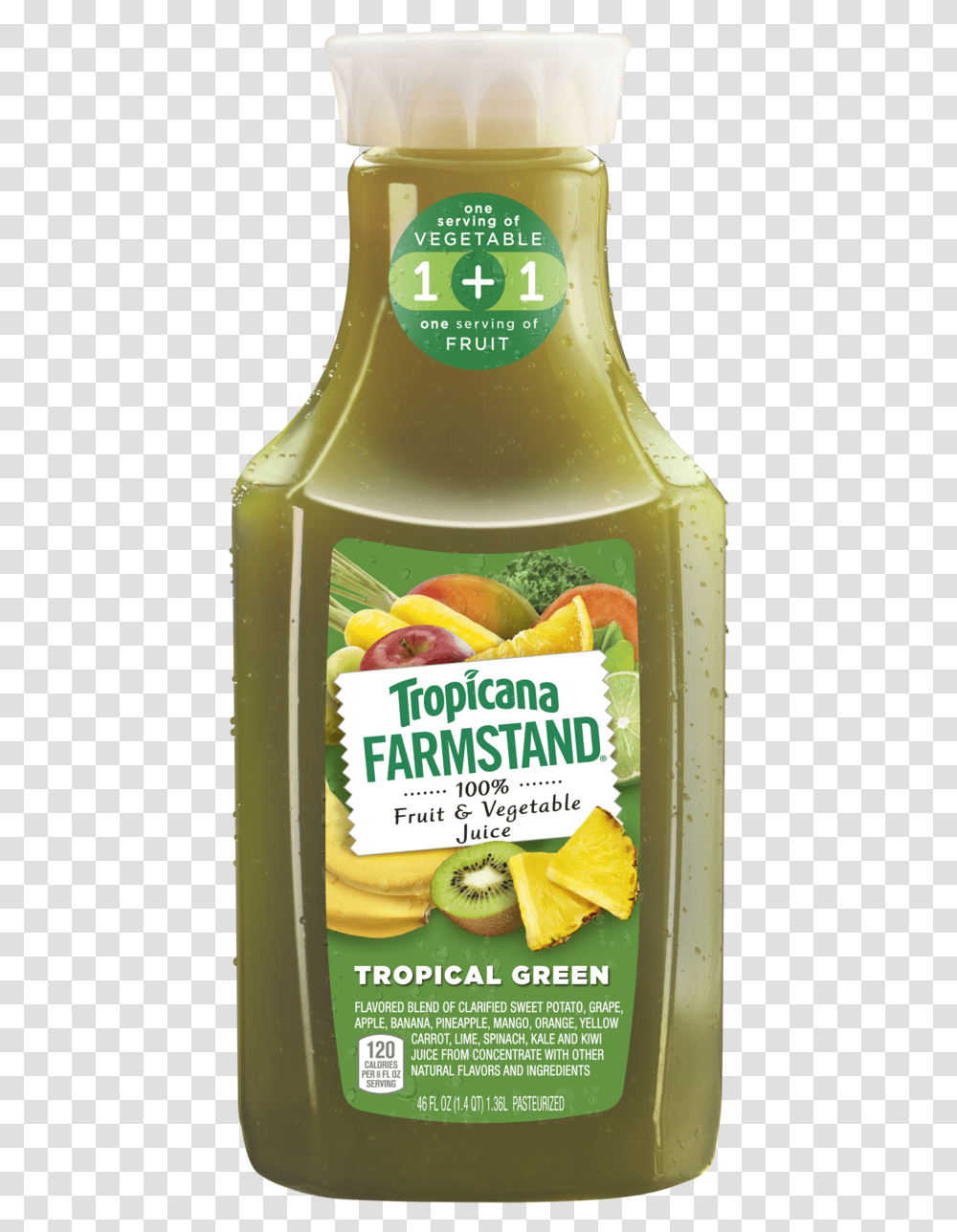 Tropicana Green Bottle Tropicana Farmstand Juice, Beverage, Plant, Food, Fruit Transparent Png