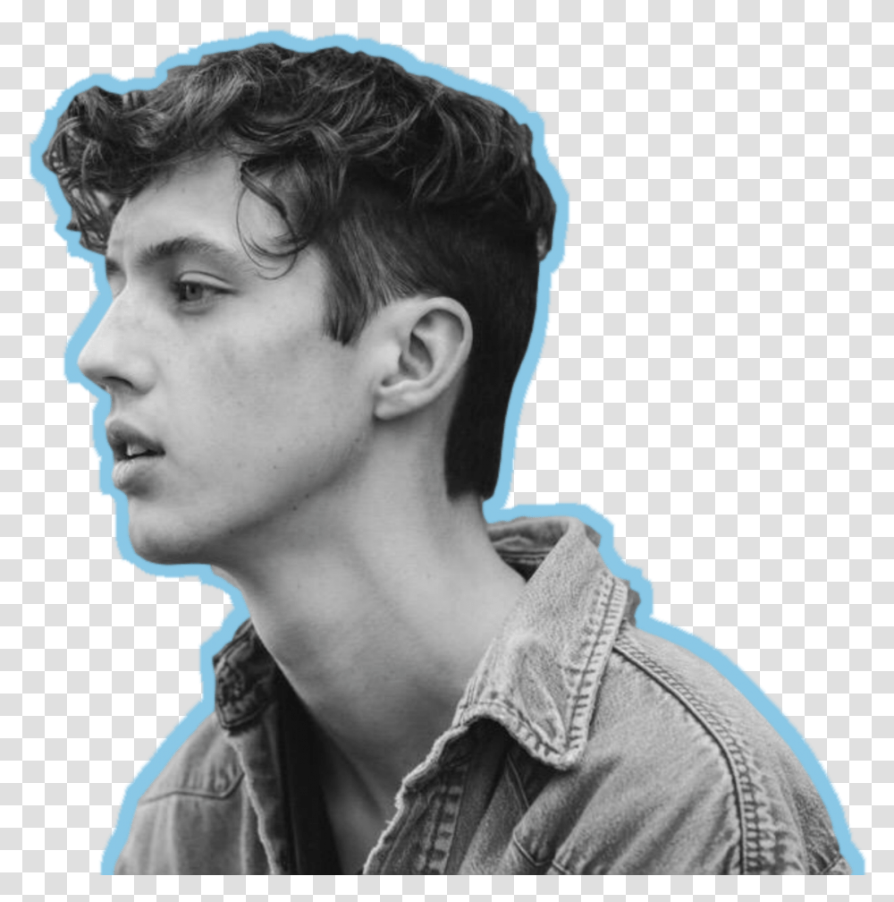 Troye Sivan Black And White Download Troye Sivan, Face, Person, Head, Portrait Transparent Png