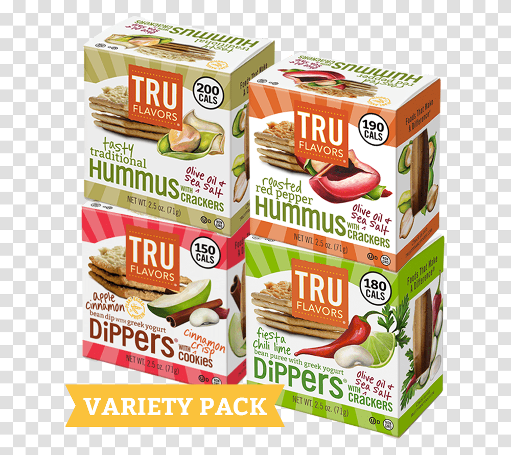 Tru Flavors Snack Pack Variety Pack, Food, Plant, Burger, Bread Transparent Png