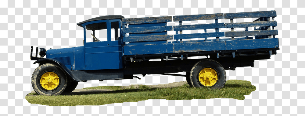 Truck American Former Old Blue Antique Museum, Tire, Vehicle, Transportation, Wheel Transparent Png