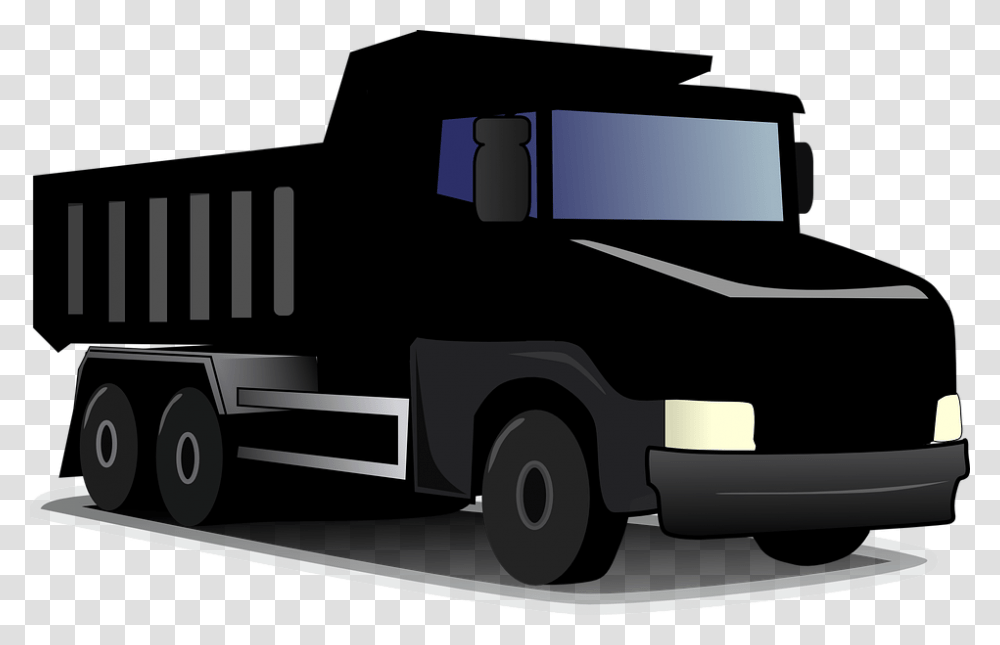 Truck Construction Transportation Dirt Dump Black Dump Truck, Vehicle, Car, Automobile, Fire Truck Transparent Png