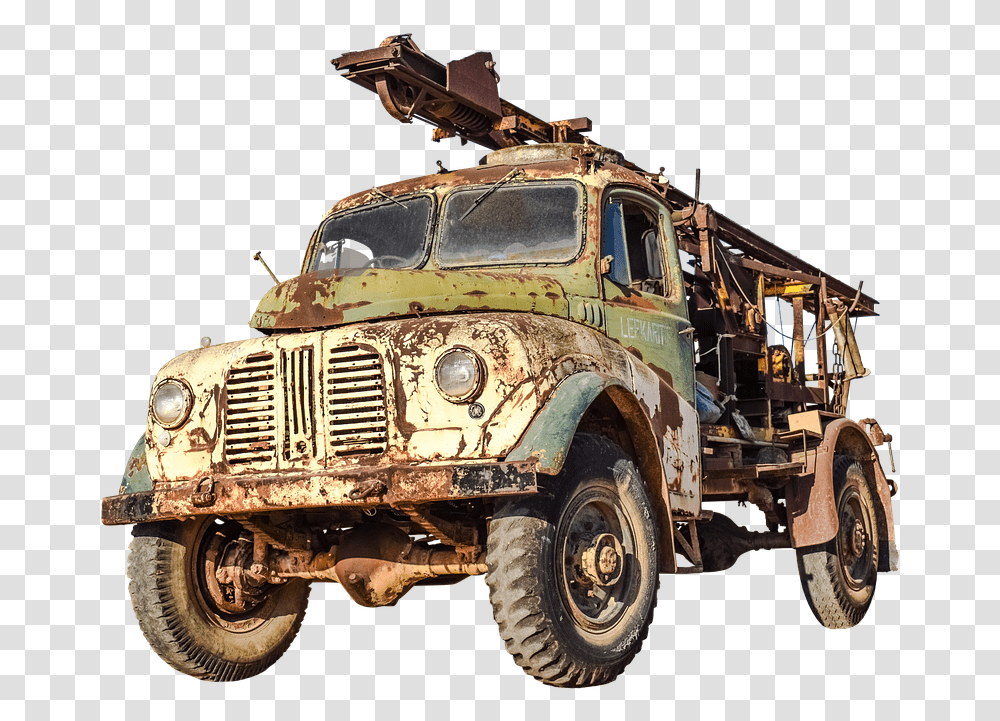 Truck Drilling Rig Old Free Photo On Pixabay Old Rusty Car, Vehicle, Transportation, Wheel, Machine Transparent Png