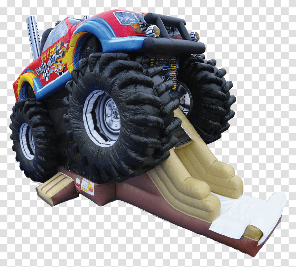 Truck Inflatable Miami Bounce House, Tire, Vehicle, Transportation, Toy Transparent Png