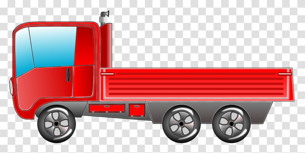 Truck Lorry Transport Red Vehicle Transportation Open Truck, Trailer Truck, Fire Truck Transparent Png