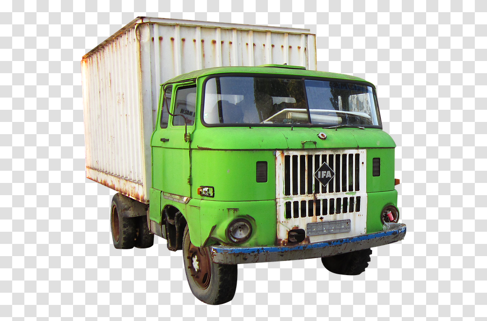 Truck Old Old Truck Ifa Ifa W 50 Green Rust Trailer Truck, Vehicle, Transportation, Wheel, Machine Transparent Png