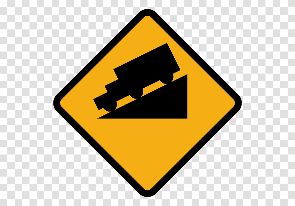 Truck On Slope Sign, Road Sign, Stopsign Transparent Png