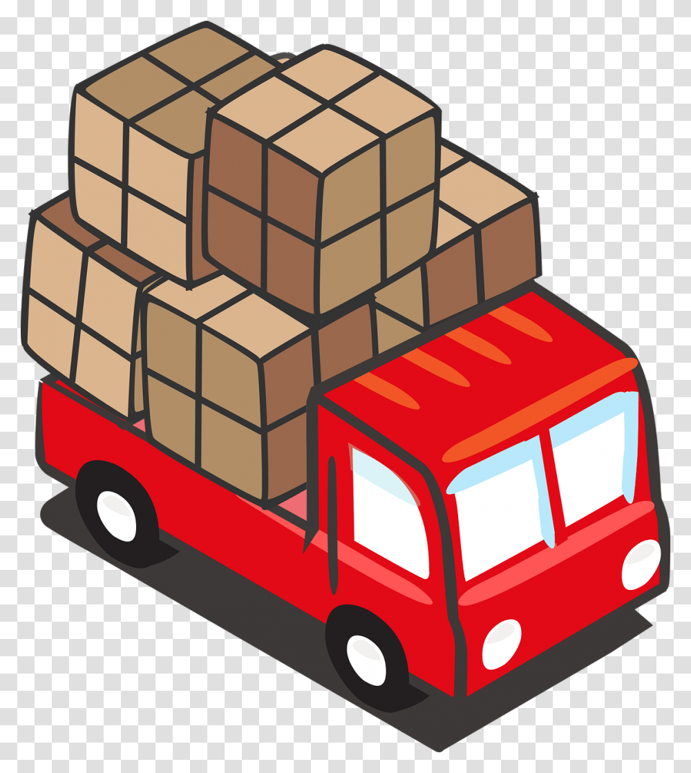 Truck With Boxes Clipart, Transportation, Vehicle, Fire Truck, Van Transparent Png