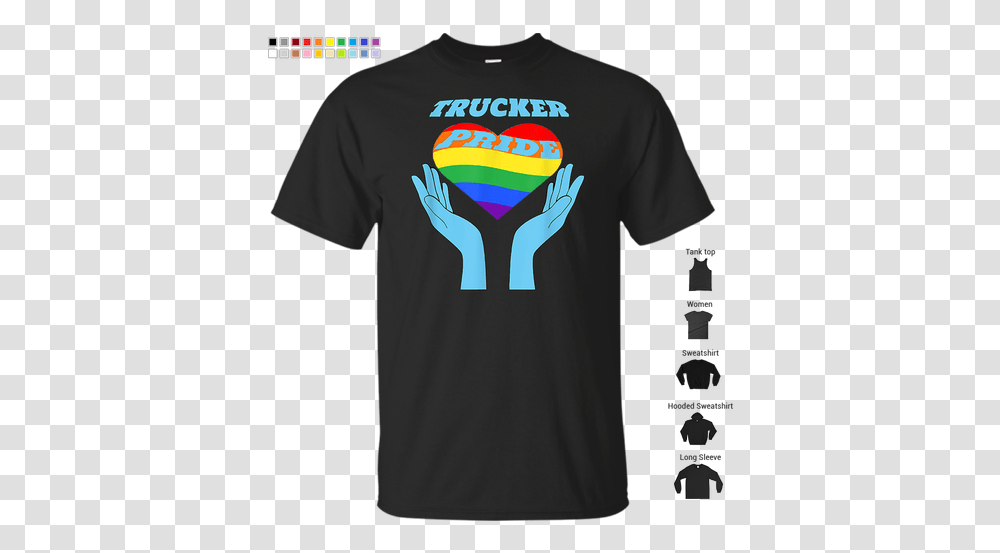 Trucker Pride Lgbt Heart Rainbow Flag T Shirt, Clothing, Apparel, T-Shirt, Sleeve Transparent Png