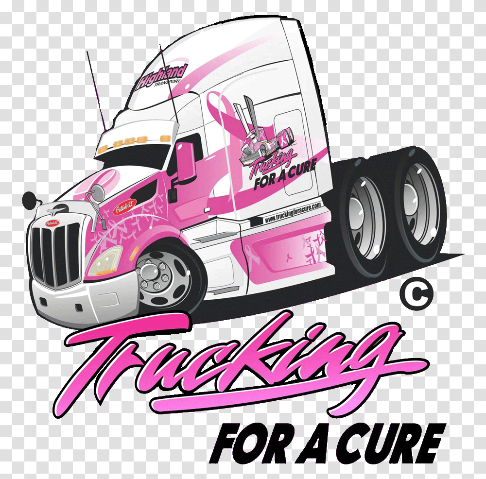 Trucking For A Cure, Trailer Truck, Vehicle, Transportation, Car Transparent Png