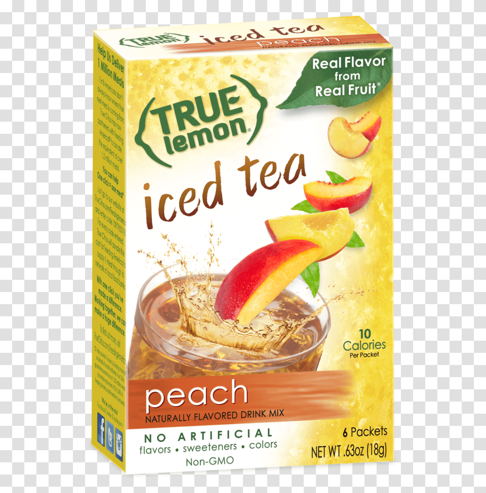 True Lemon Peach Iced Tea, Plant, Food, Fruit, Juice Transparent Png