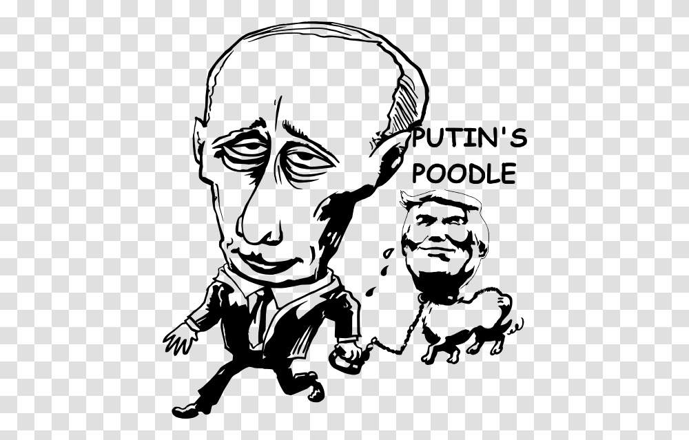 Trump As Putin S Poodle Cartoon Image Putin With Trump Black And White, Gray, World Of Warcraft Transparent Png