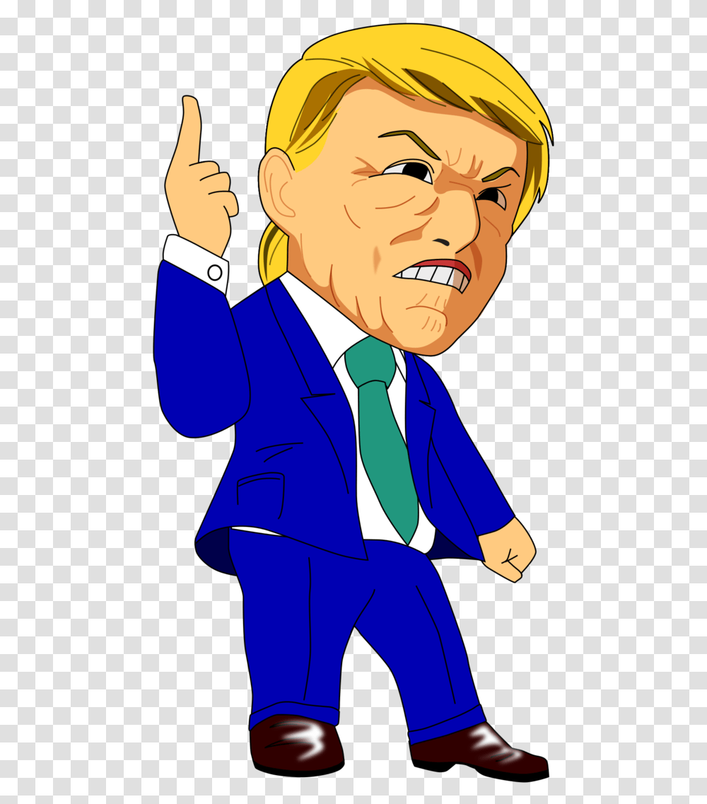 Trump Cartoon, Tie, Accessories, Person, Suit Transparent Png