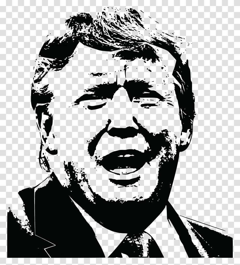 Trump Donald Trump Clipart Black And White, Head, Face, Person, Portrait Transparent Png