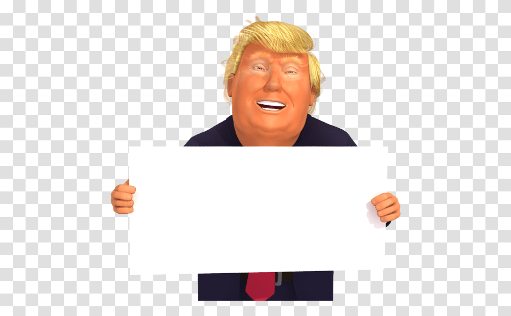 Trump Holding Blank Sign, Face, Person, Head Transparent Png