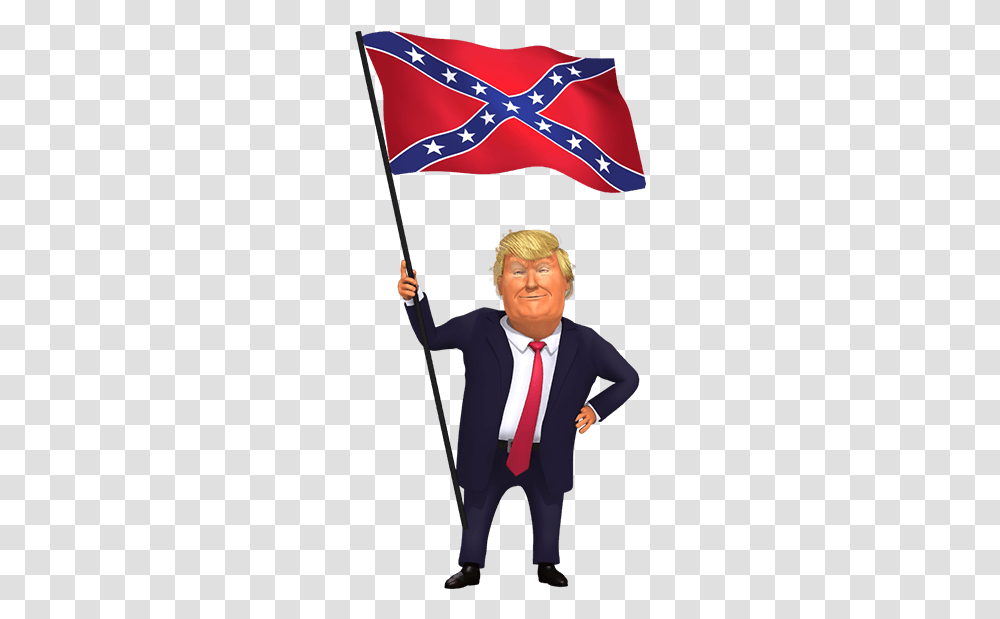 Trump Holding Confederate Flag, Tie, Person, Suit, Overcoat Transparent Png