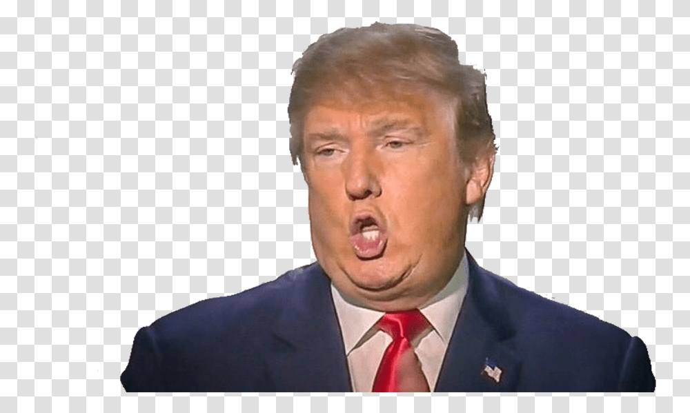 Trump Open Mouth Face, Person, Tie, Accessories, Frown Transparent Png