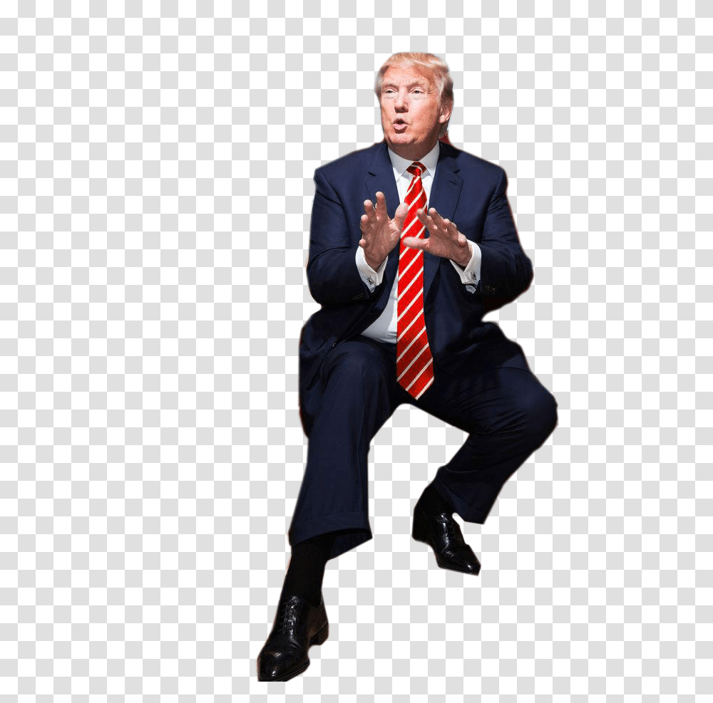 Trump Sitting Cutout, Tie, Accessories, Person Transparent Png