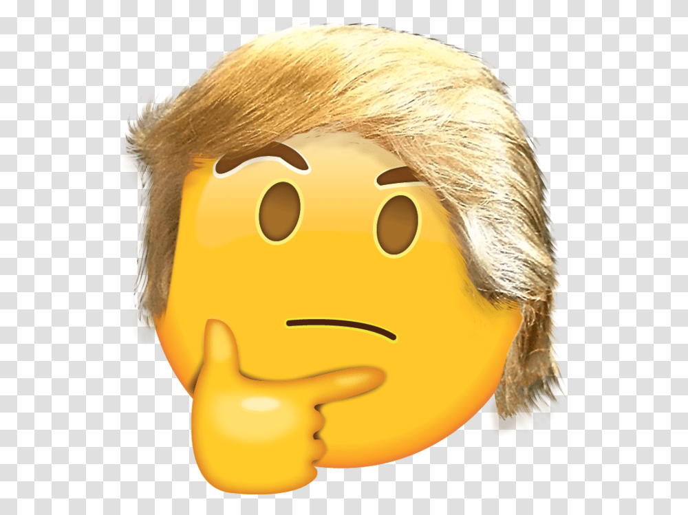 Trump Think Trump Thonk Thinking Face Emoji, Head, Toy, Hair Transparent Png