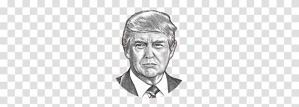 Trump With Nail On The Head Clip Art, Person, Human, Drawing, Face Transparent Png