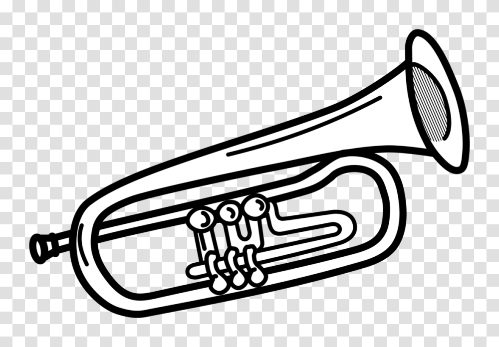 Trumpet Brass Instruments Flugelhorn Musical Instruments Line Art, Brass Section, Cornet, Hammer, Tool Transparent Png