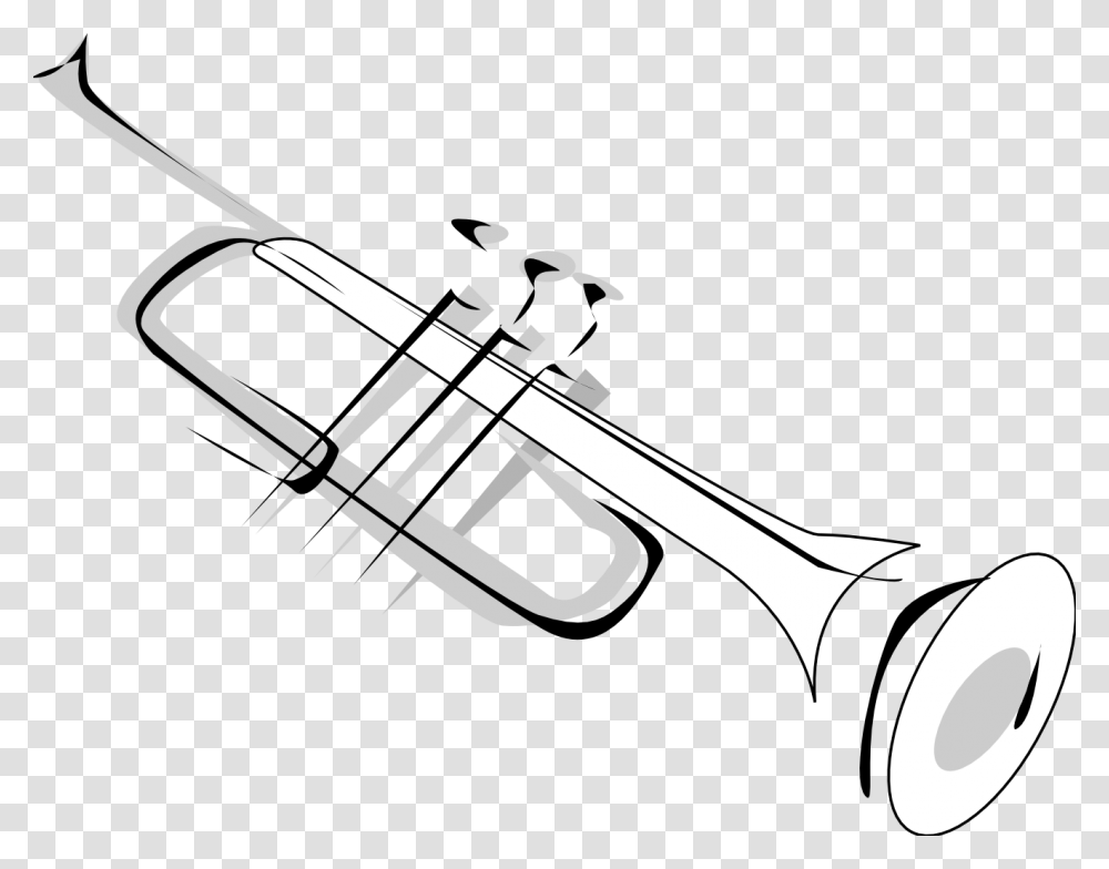 Trumpet Jazz Trumpet Line Art, Musical Instrument, Horn, Brass Section, Cornet Transparent Png