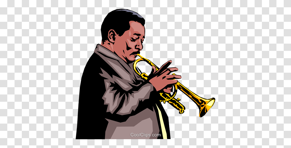 Trumpet Player Royalty Free Vector Clip Art Illustration, Horn, Brass Section, Musical Instrument, Cornet Transparent Png