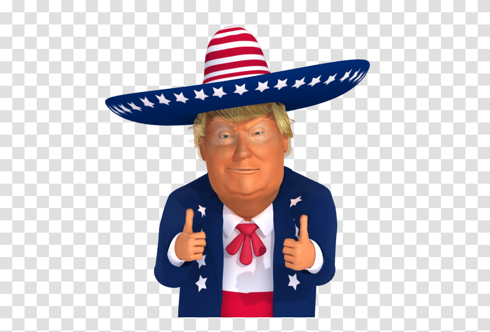 Trumpstickers Double Thumbs Up Trump Caricature Dedipic, Apparel, Person, Human Transparent Png