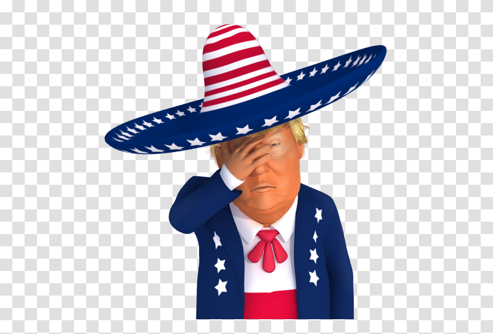 Trumpstickers Face Palm Mexican Trump Caricature Free, Apparel, Sombrero, Hat Transparent Png