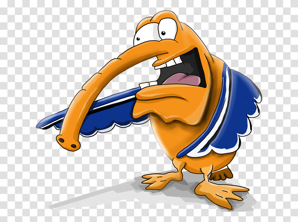 Trunk Duck Character Cartoon Big Mouth Blue Wings Cartoon Character With Trunk, Helmet, Apparel, Animal Transparent Png