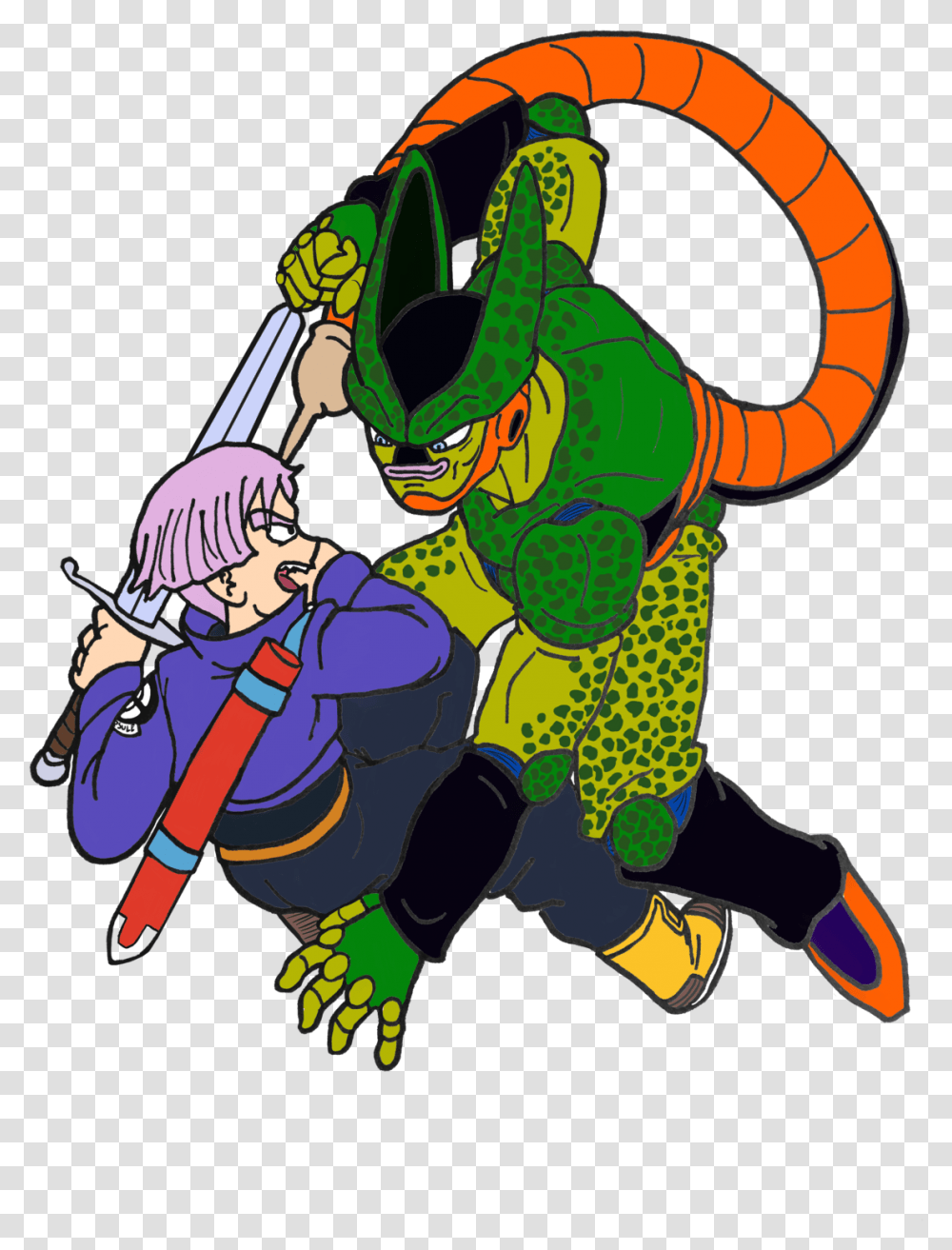 Trunks And Semi Perfect Cell In The Style Of That Cool Semi Perfect Cell, Costume, Person, Crowd, Helmet Transparent Png