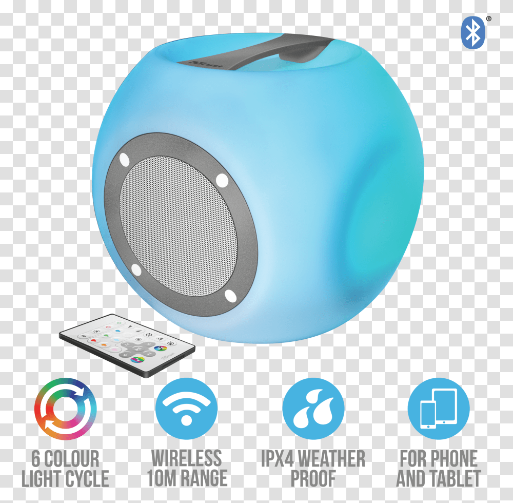 Trust Lara Wireless Bluetooth Speaker With Multi Colour Bluetooth, Sphere, Electronics, Appliance, Disk Transparent Png