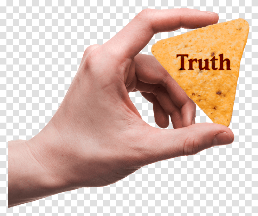 Truth Hand Corn Chip, Person, Human, Bread, Food Transparent Png
