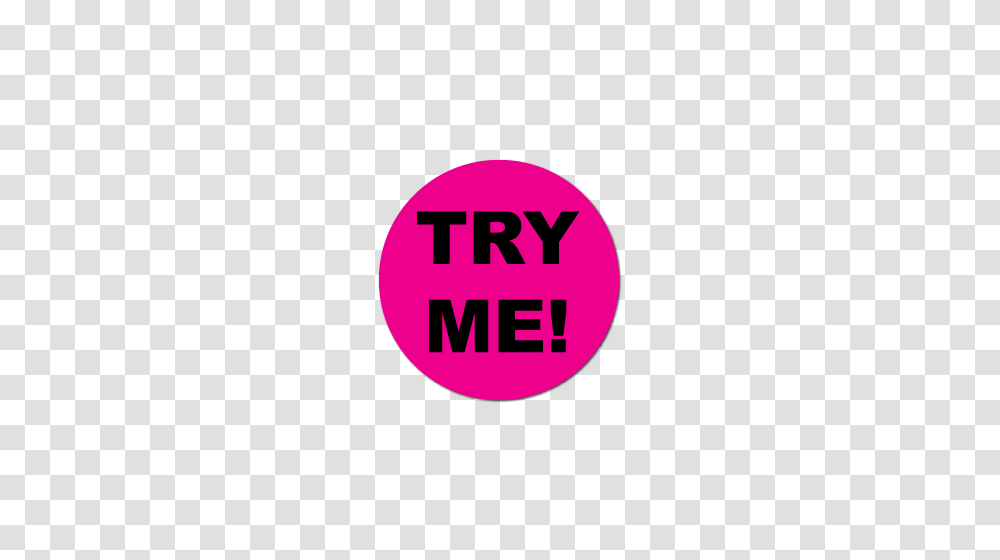 Try Me Fluorescent Pink Circle Stickers, Logo, Trademark Transparent Png